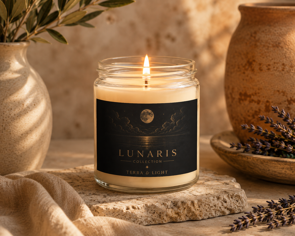 The Lunaris Collection - Cinnamon & Vanilla 9oz Candle - Gather in the Glow