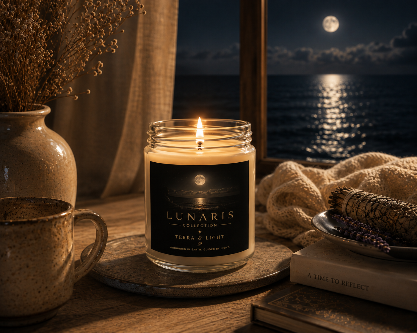Lunaris - Cinnamon & Vanilla 9oz Candle - Gather in the Glow