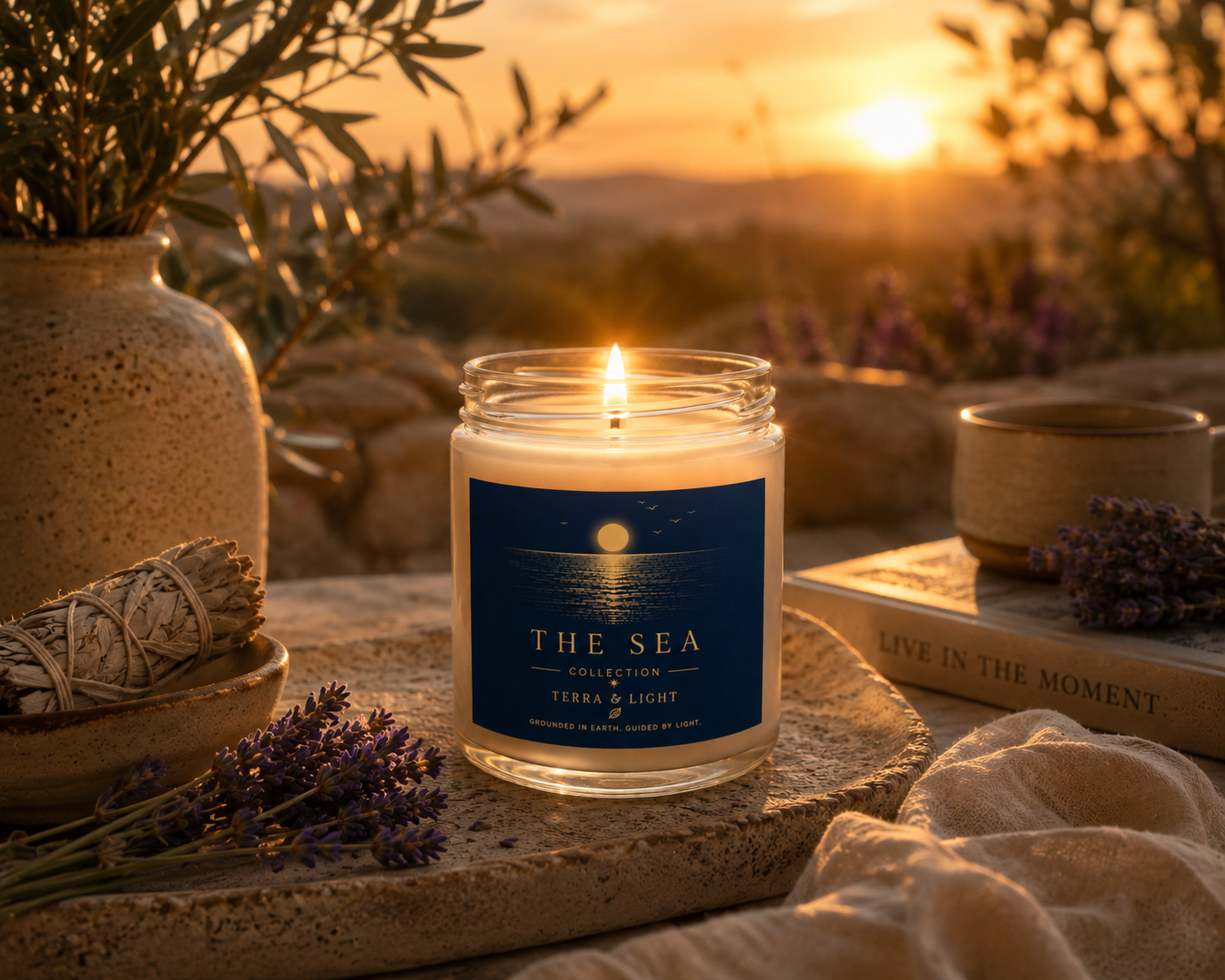 The Sea - White Sage & Lavender 9oz Candle - The Golden Hour