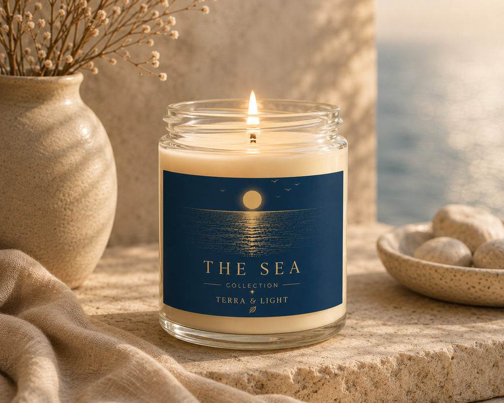 The Sea - Sea Salt & Orchid Candle 9oz - Sunlit Shores
