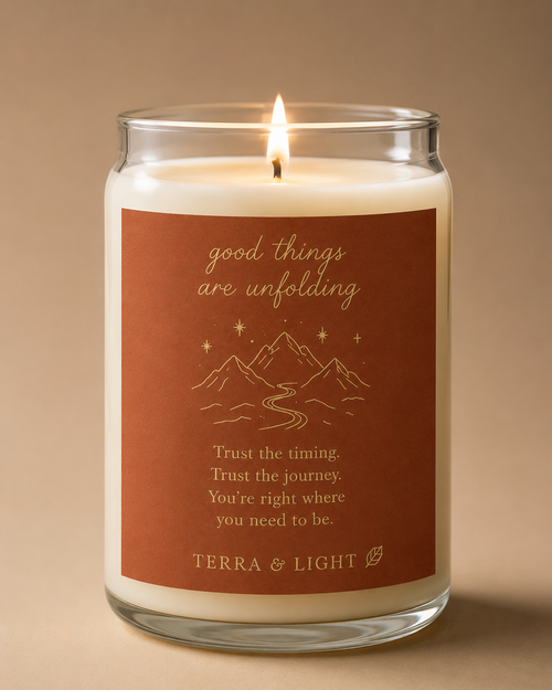 GOOD THINGS ARE UNFOLDING - Eucalyptus Lavender Herb Candle (13.75oz)