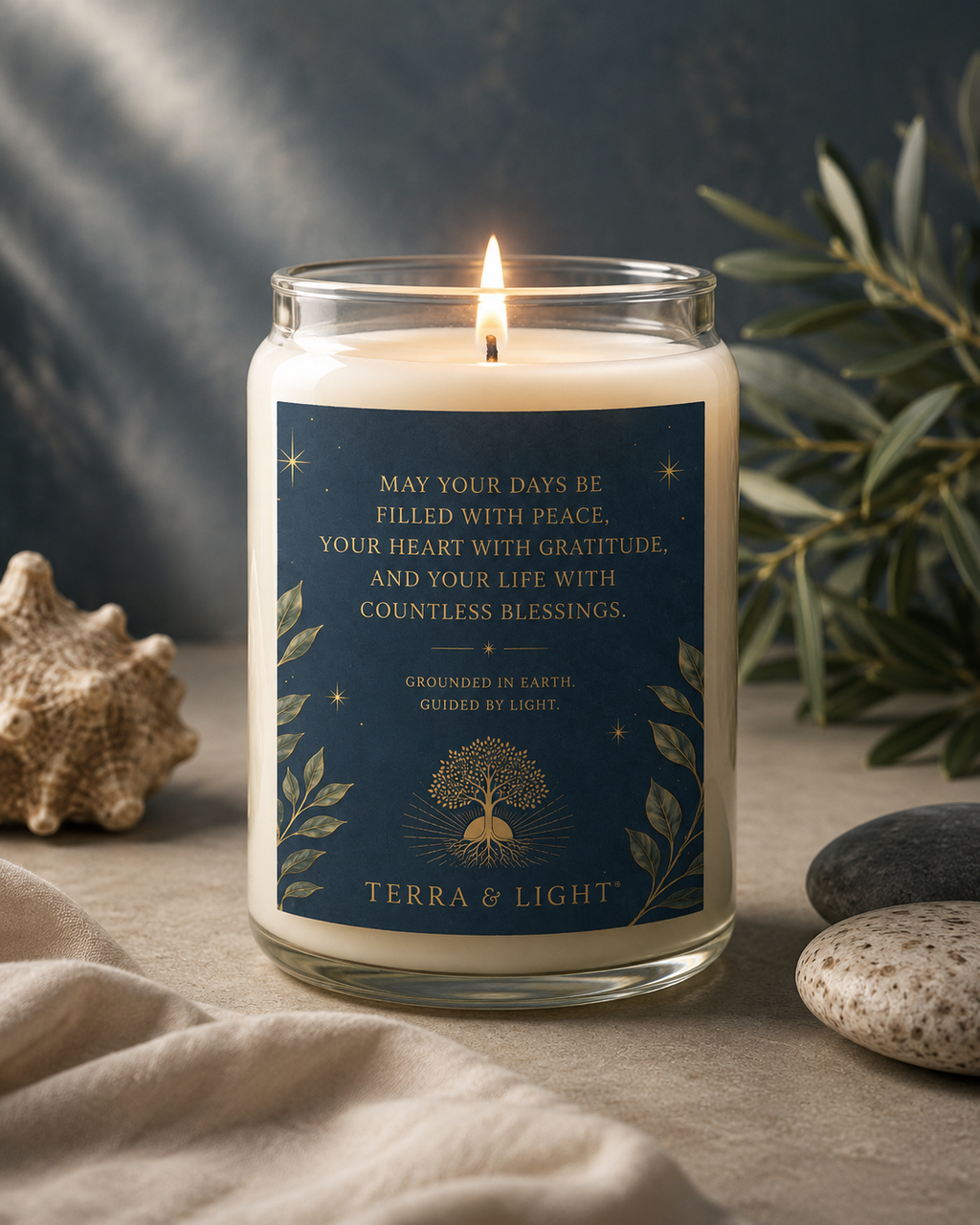 MAY YOUR DAYS BE FILLED WITH PEACE - Coastal Blessing Candle (13.75oz)